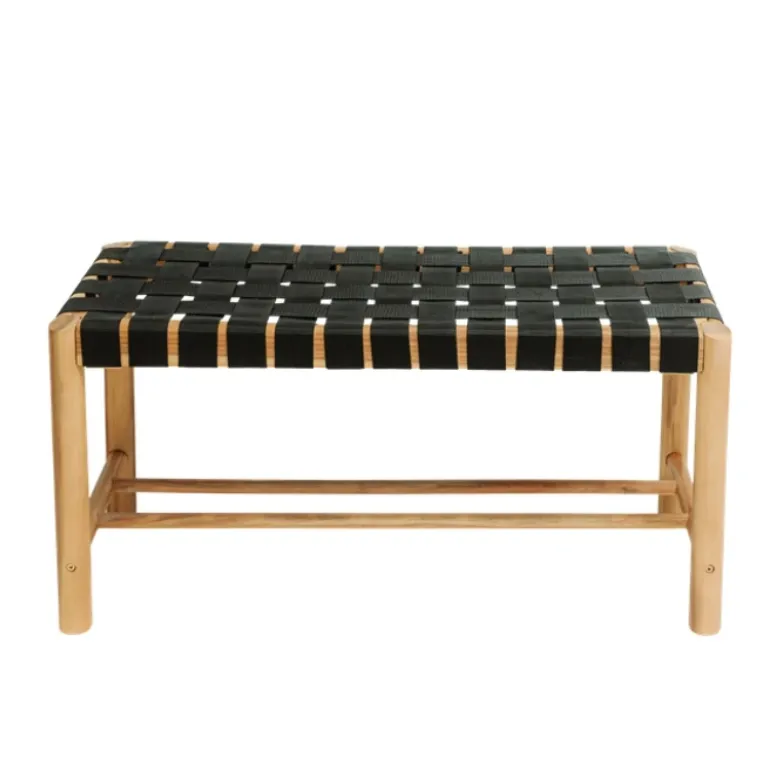 Hâws Nooka bænk sort reb 90x45x33 cm