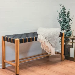 Hâws Nooka bænk sort reb 90x45x33 cm