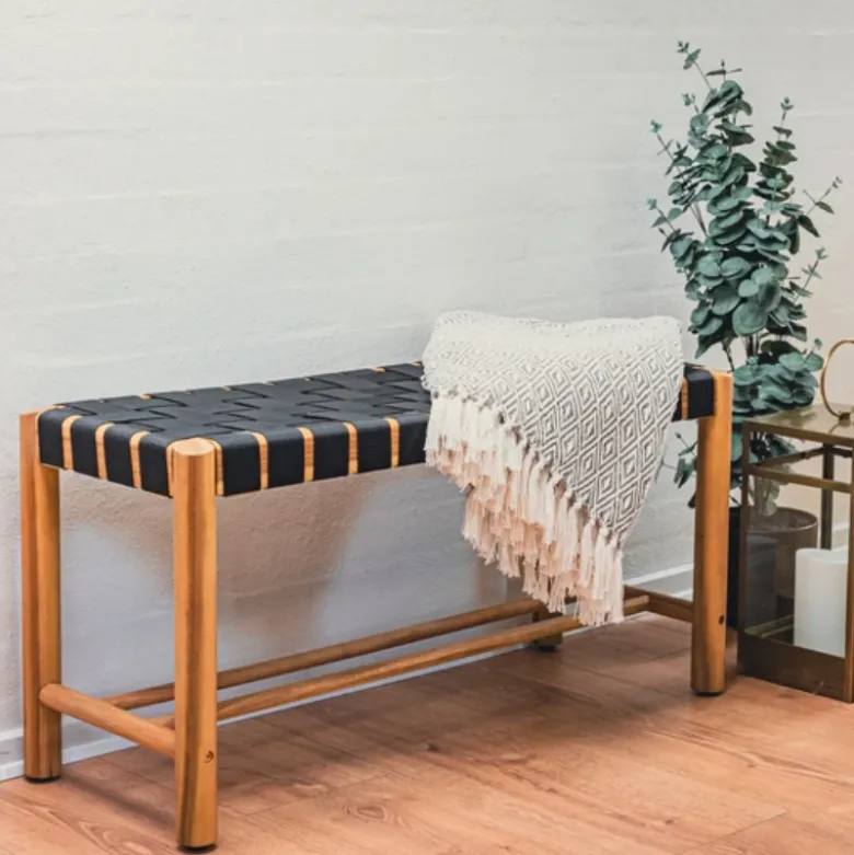 Hâws Nooka bænk sort reb 90x45x33 cm