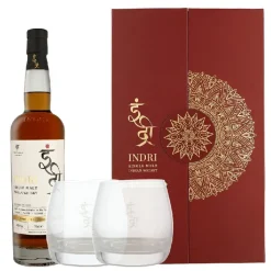 Indri Trini Single Malt Whisky Gavesæt m/2 Glas 70cl