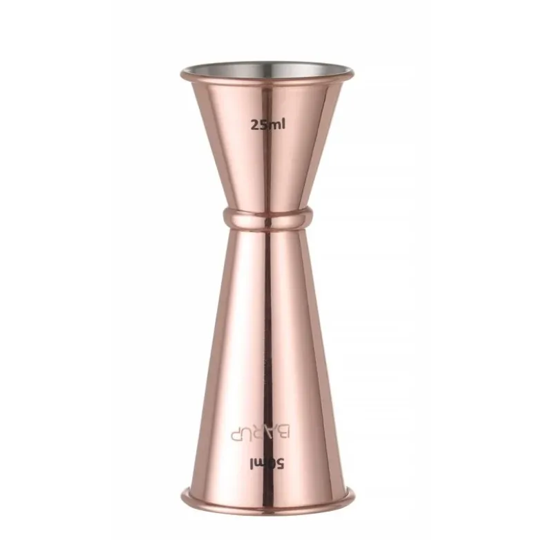 Jigger med ring 25 + 50 ml rustfrit stål kobberlook