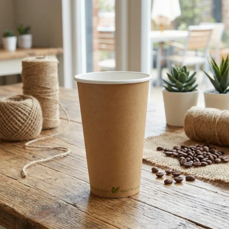 Kaffebæger 40 cl Ø90 mm Bionedbrydelig Brun 50 stk.