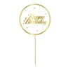 Kagepynt B&G Party Happy Birthday hvid stjerner diameter 10 cm