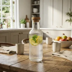 Karaffel med Prop Grå Glas 1L