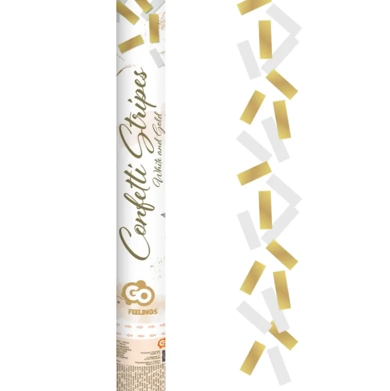 Konfettikanon B&C Guld og hvid papirstriber / 40 cm