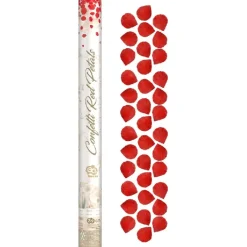 Konfettikanon med rosenblade tekstil rød / 60 cm