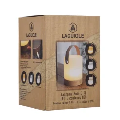 Laguiole bærbar LED lanterne 3 farver USB