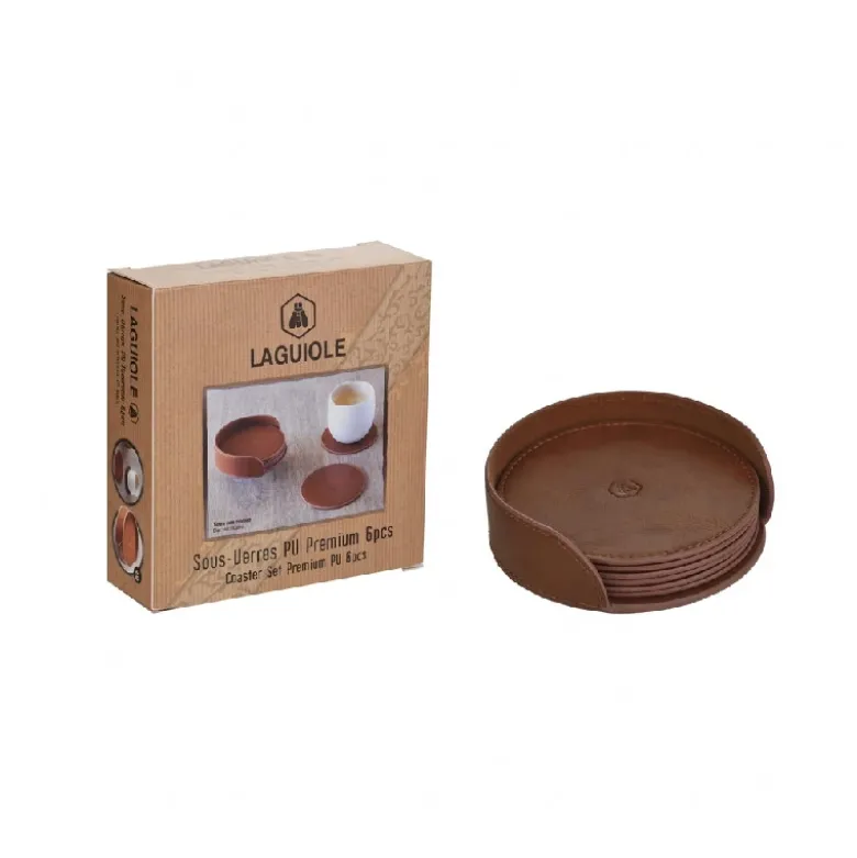 Laguiole coaster sæt premium PU - 6 stk.