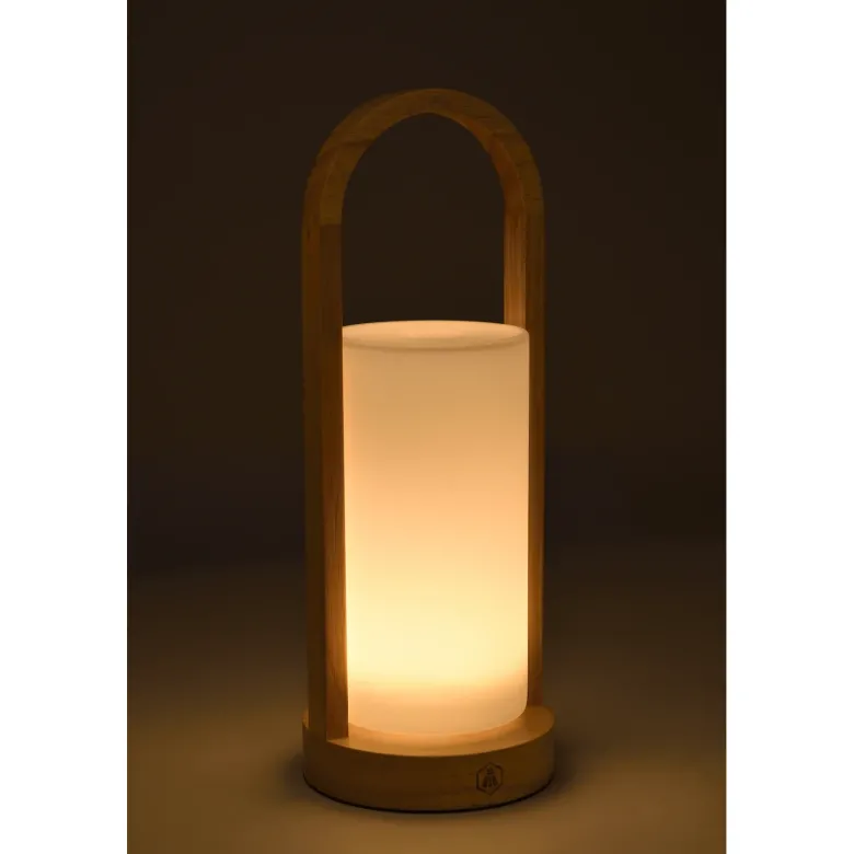 Laguiole lanterne i træ og glas LED USB 3 farver
