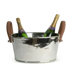 Lille Champagnekøler M. Læder Håndtag Hammeret look