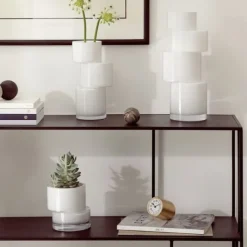 Lyseholder/Vase Tier Kridhvid LSA 13,5x14x14cm