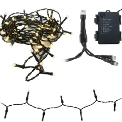 Lyskæde m/40 LED Varmt Lys og Batteri