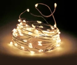 Lyskæde Stålwire Indendørs m/40 LED Varm Hvid m/Timer