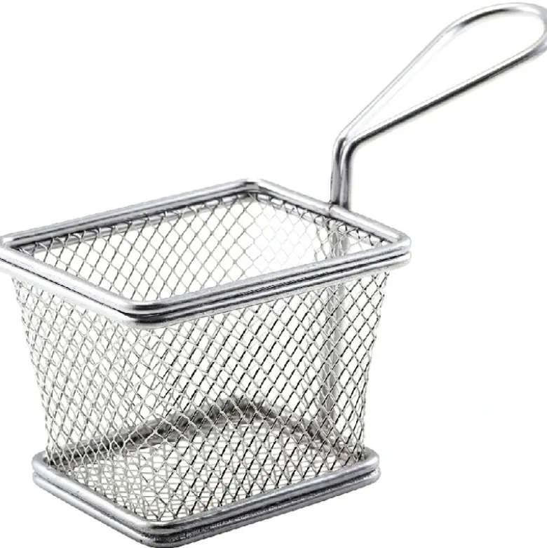 Mini Friturekurv Til Servering af Pomfritter 10 X 8 X 7.5cm - Rustfrit Stål