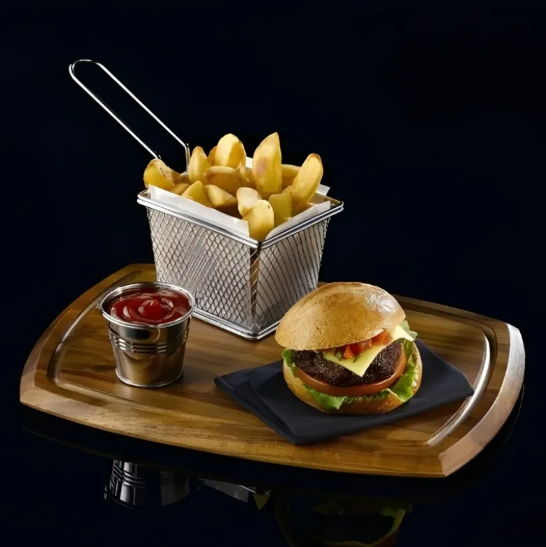 Mini Friturekurv Til Servering af Pomfritter 10 X 8 X 7.5cm - Rustfrit Stål