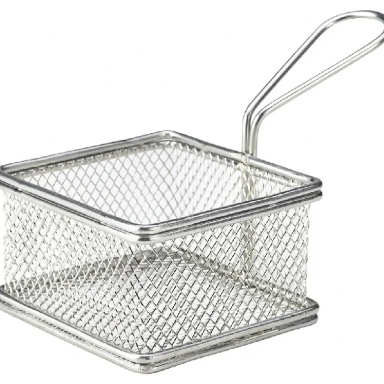 Mini Friturekurv Til Servering af Pomfritter 9.5 x 9.5 x 6cm - Rustfrit Stål