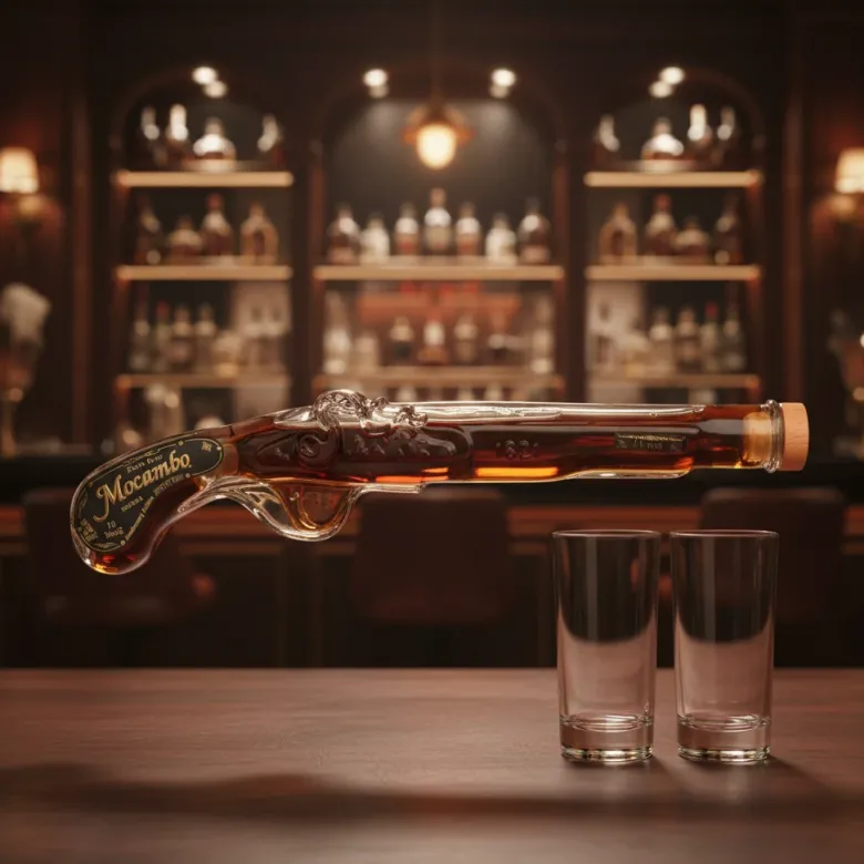 Mocambo Rum Anejo 10 års Pistol + 2 Glas 20 cl