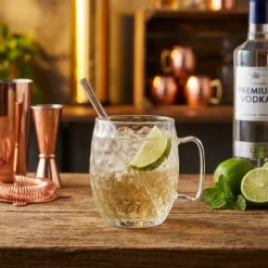 Moscow Mule Glas 2 stk inkl. Sugerør Borosilikatglas