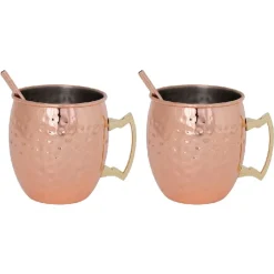 Moscow Mule Krus Kobber Hamret 45cl inkl. Sugerør 2 stk