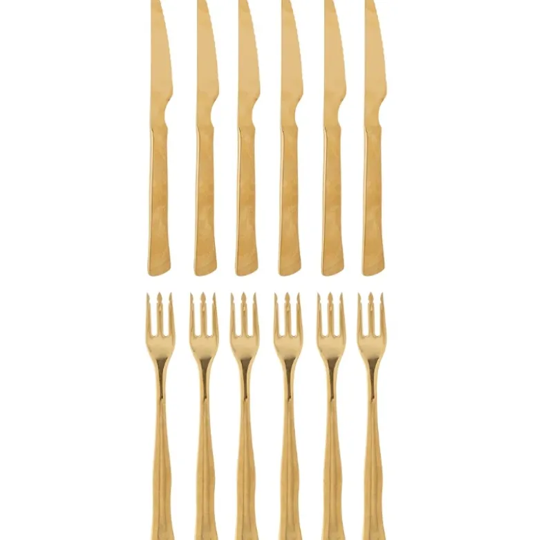 Ollin Grillbestik, Multipak, Guld, Rustfri Stål 12 stk
