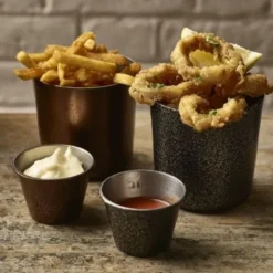 2,5 oz rustfrit stål ramekin hamret sølv Genware