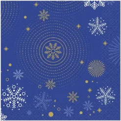 Papirservietter Navy Blå snefnug 33x33 cm/ 20 stk.