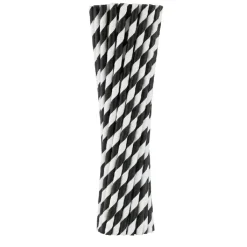 Papirsugerør sorte striber 6x197 mm / 250 stk.