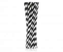 Papirsugerør sorte striber 6x197 mm / 250 stk.