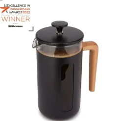 Pisa 8-kops stempelkande sort træhåndtag La Cafetière