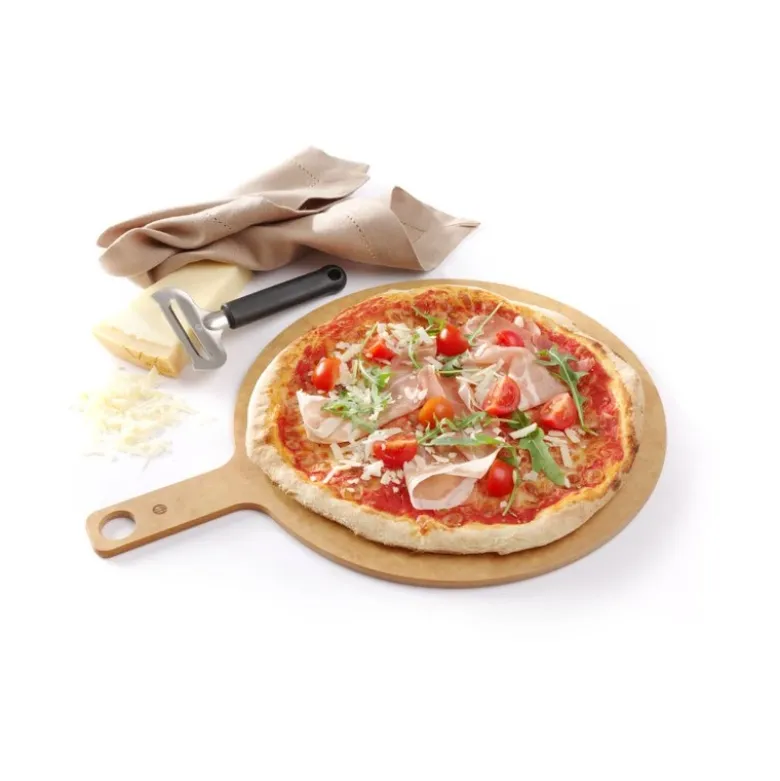 Pizzabræt med håndtag 304x405x6 mm træfiber