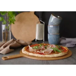 Pizzabræt med håndtag 254x340x6 mm træfiber