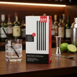 Plastik Sugerør Genanvendelige 20 cm - 200 stk Sort