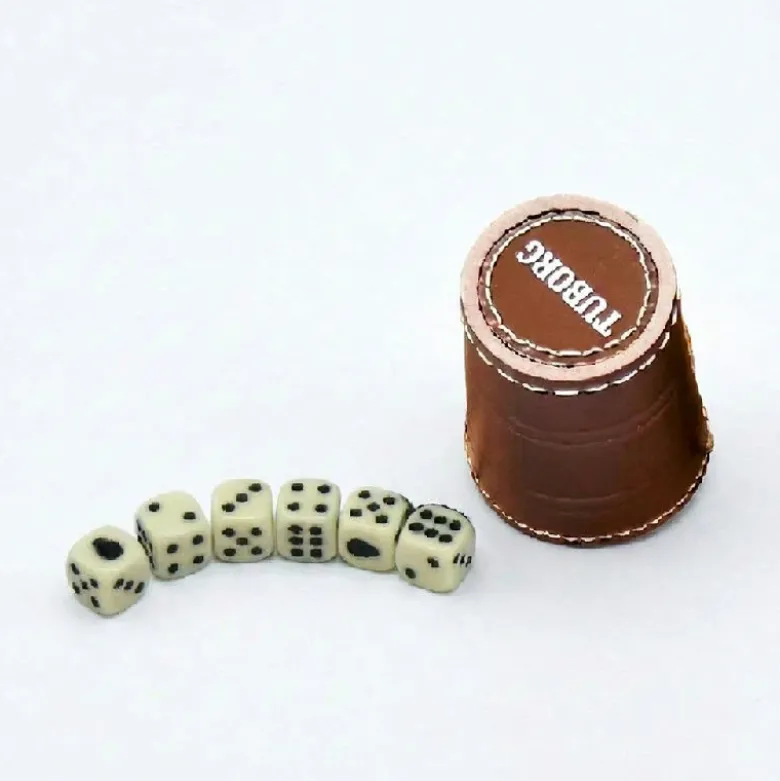 Raflebæger m/6 terninger "Tuborg"