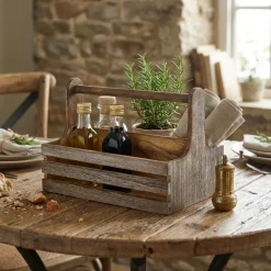 Rustic Wooden Table Caddy