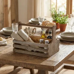 Rustic Wooden Table Caddy
