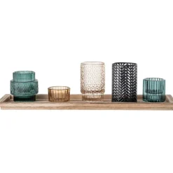 Sanga Bakke m/Fyrfadsstage, Blå, Glas 6 stk