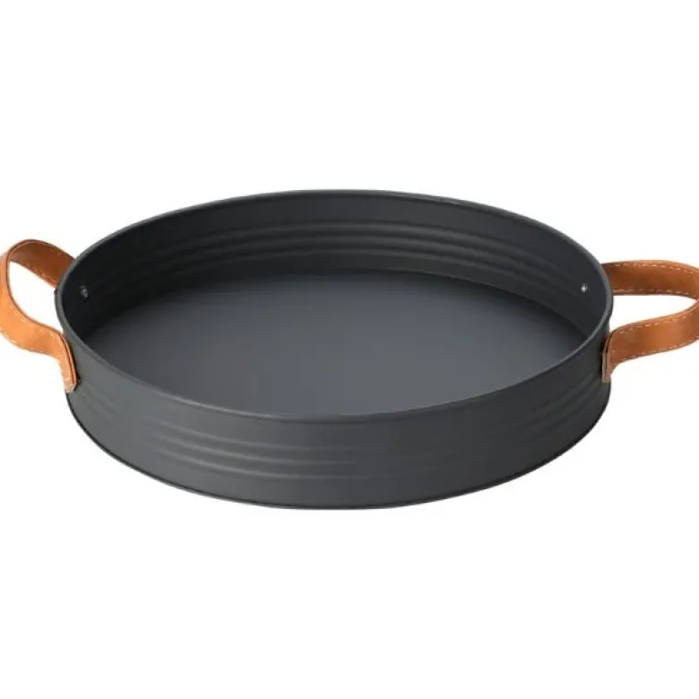 Serveringsbakke i metal med håndtag