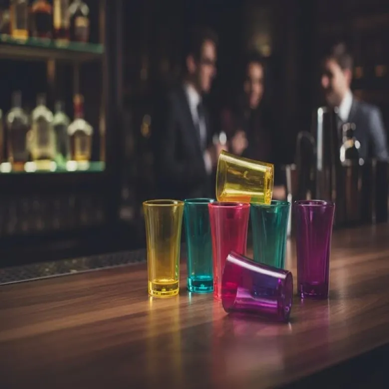 Shotglas farvede glas
