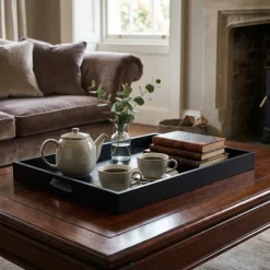 Solid Black Butlers Tray 64 x 48 x 4.5cm