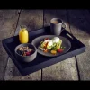 Solid Black Butlers Tray 49 x 38.5 x 4.5cm