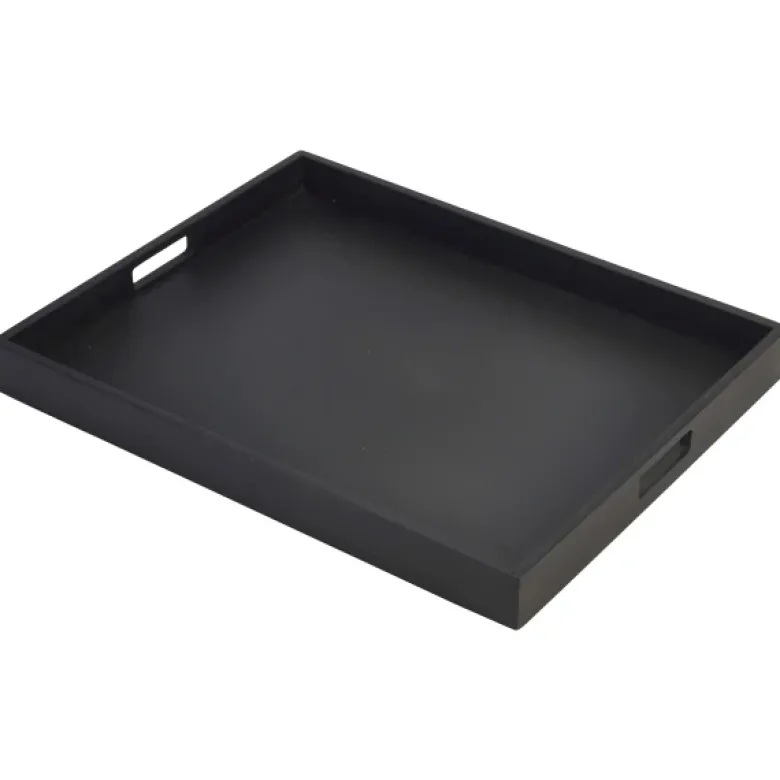 Solid Black Butlers Tray 49 x 38.5 x 4.5cm