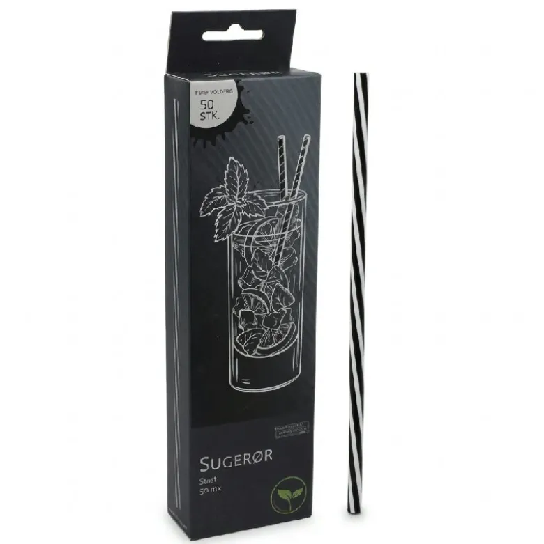 Sugerør Genanvendeligt Plast Ø6 mm 22 cm. 50 stk.