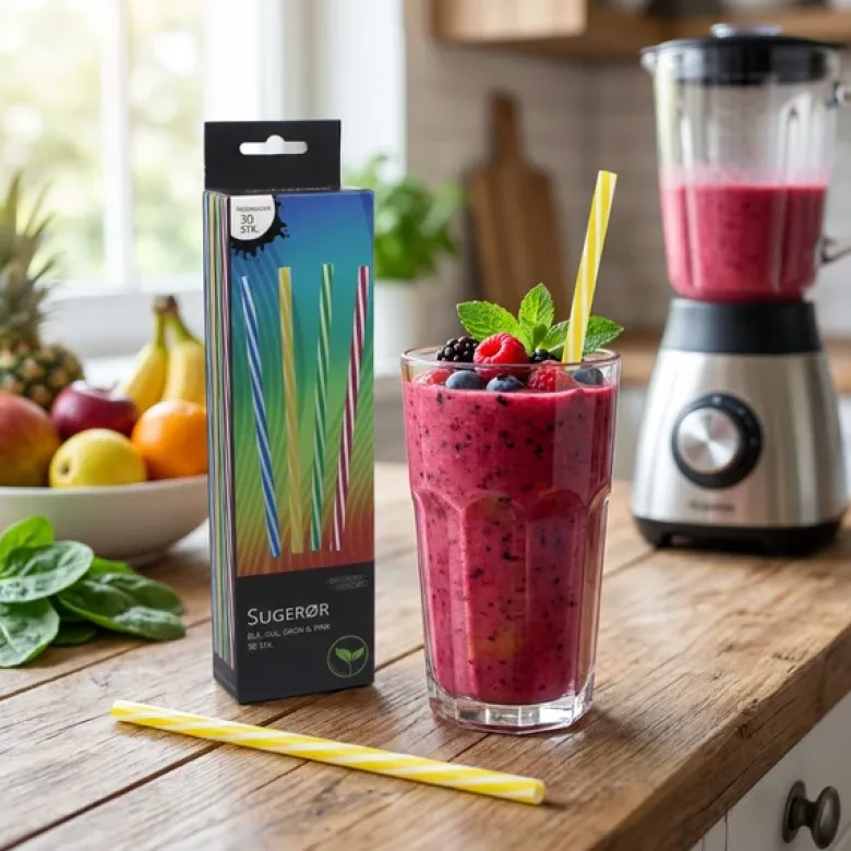 Sugerør smoothie mix-color genanvendelig plast 30 stk.