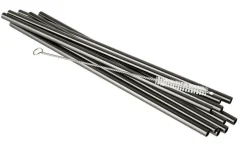 Sugerør stål - Gunmetal Look 11 stk - 21,5cm 8ø