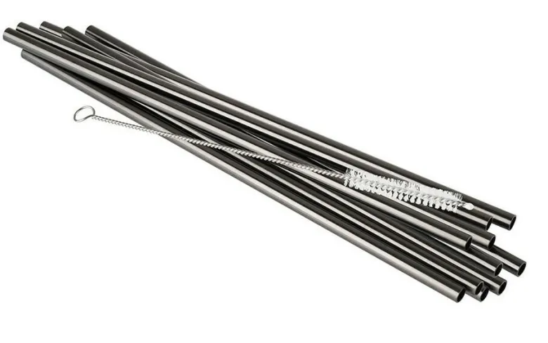 Sugerør stål - Gunmetal Look 11 stk - 21,5cm 8ø