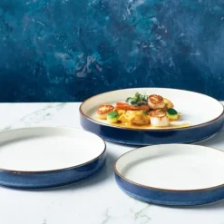 Terra Aqua Blå To-tonet Præsentationstallerken 18cm Genware