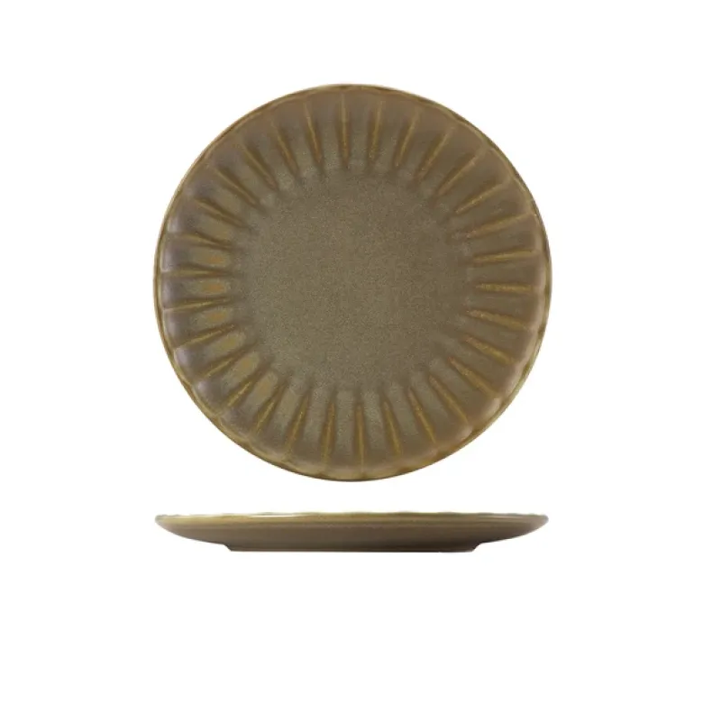 Terra Porcelain Matt Grå tallerken med bølget kant, 23,4 cm