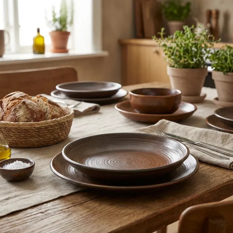 Terra Porcelain Rustic Kobber Deep Coupe Tallerken 25cm