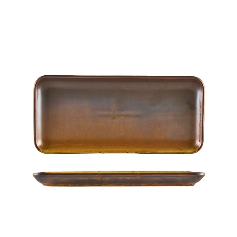 Terra Porcelain Rustic Kobber Smal Rektangulær Fad 27 x 12,5 cm