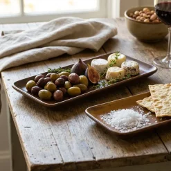Terra Porcelain Rustic Kobber Smal Rektangulær Fad 27 x 12,5 cm